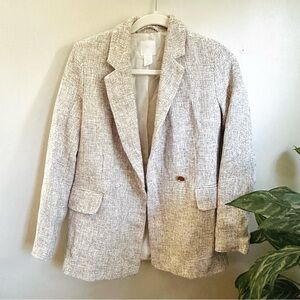 H&M Beige Boucle Open Front Blazer